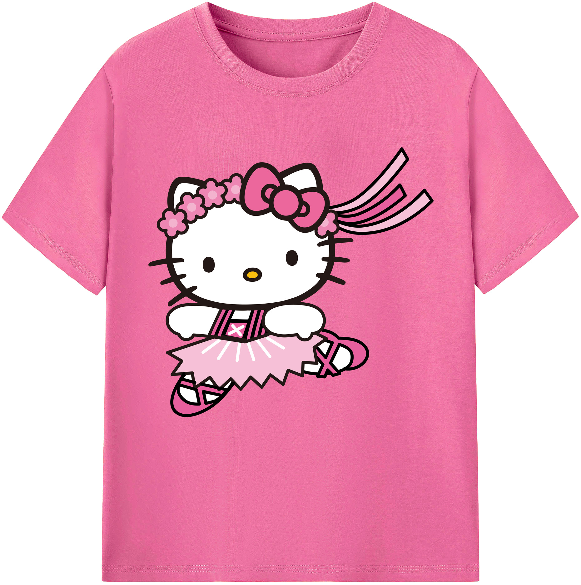 （画像用） Hello Kitty ハローキティ レディースカジュアルプリントTシャツ（綿100％）